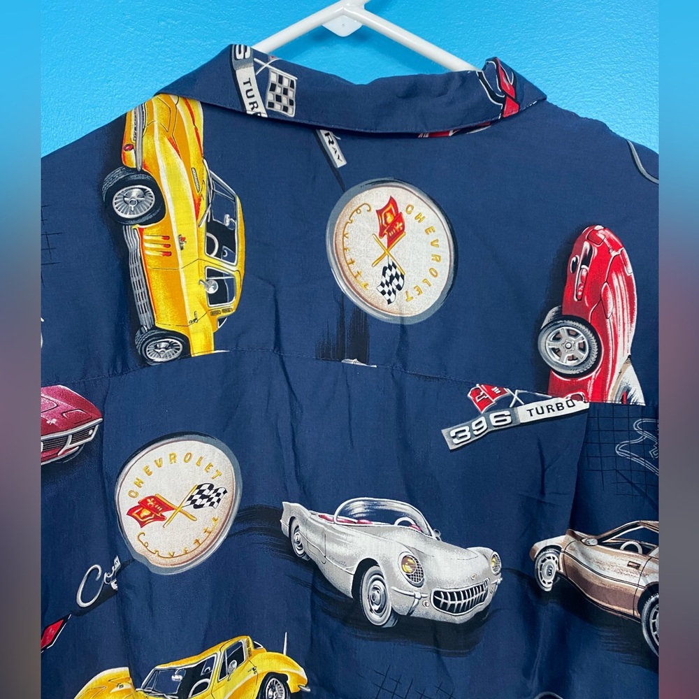 Paradise Found Corvette Hawaii Button Up Cars Hawaiian Vacation XL Vintage - Picture 8 of 9